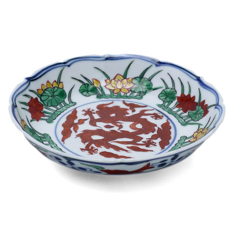 九谷焼：萬暦赤絵竜文皿・須田菁華《小皿・13.0cm》 : 和食器の愉しみ