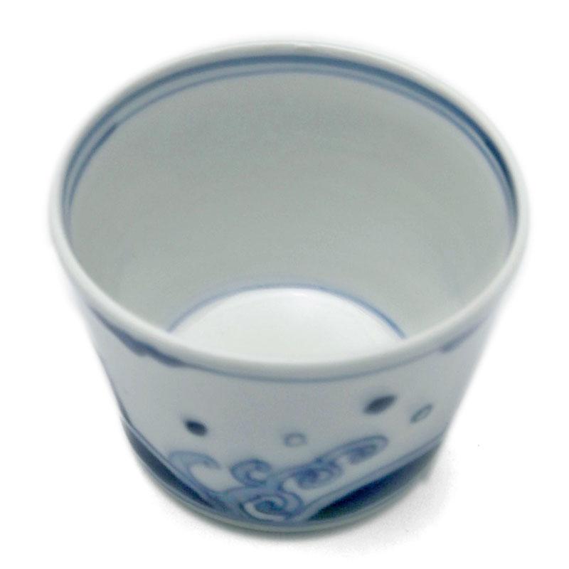 九谷焼：染付岩に波図蕎麦猪口・正木春蔵《そば猪口・小鉢・8.2cm