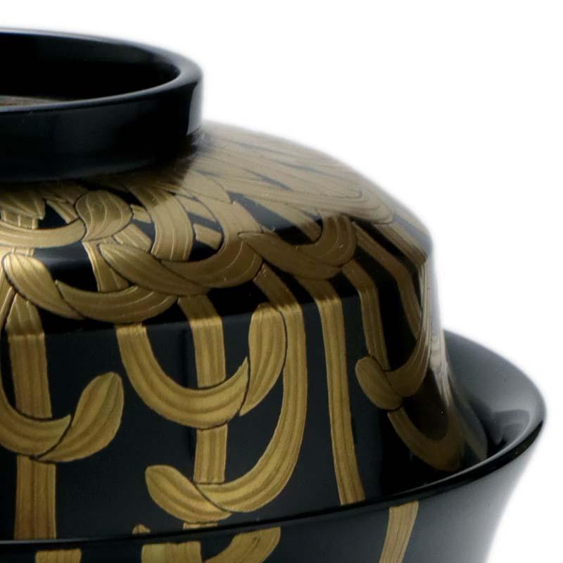 漆器・輪島塗：菊花蒔絵黒石州椀・尚古堂・竹田省《お椀・雑煮椀・汁椀