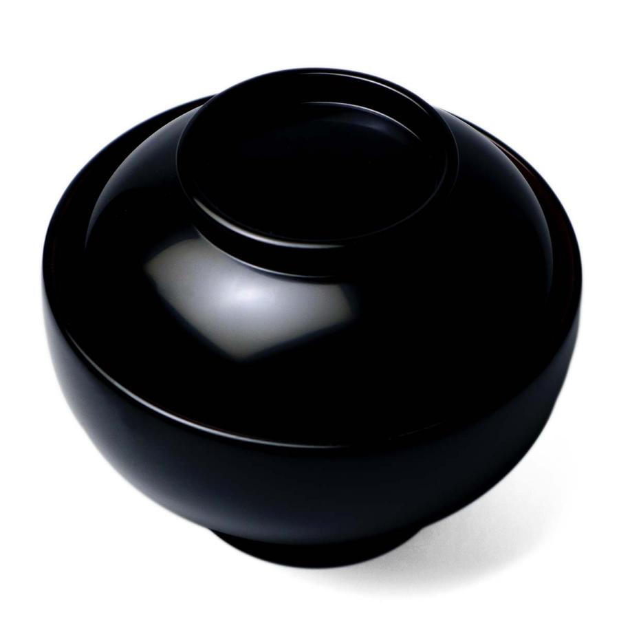 漆器・輪島塗：無地黒内朱蓋付大椀・奥田志郎《汁椀・雑煮椀・300ml