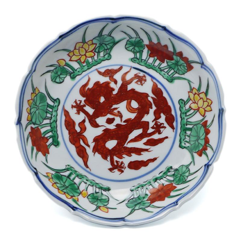 九谷焼：萬暦赤絵竜文皿・須田菁華《小皿・13.0cm》 : 和食器の愉しみ