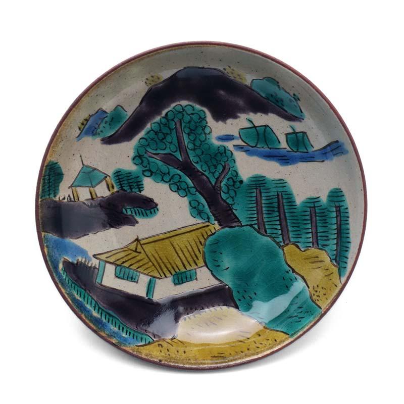 九谷焼：吉田屋手山水3.5寸皿・九谷美陶園《小皿・10.8cm》 : 和食器の