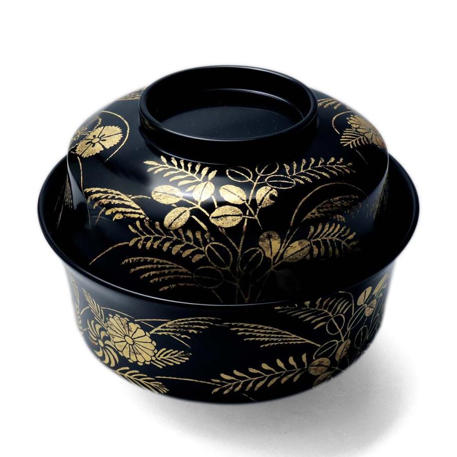 漆器・輪島塗：秋草文箔絵黒石州椀・尚古堂・山本哲《お椀・雑煮椀・汁