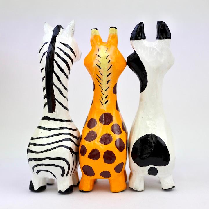 アジアン バリ 雑貨 ♪くびながアニマル(シマウマ・キリン・ウシ