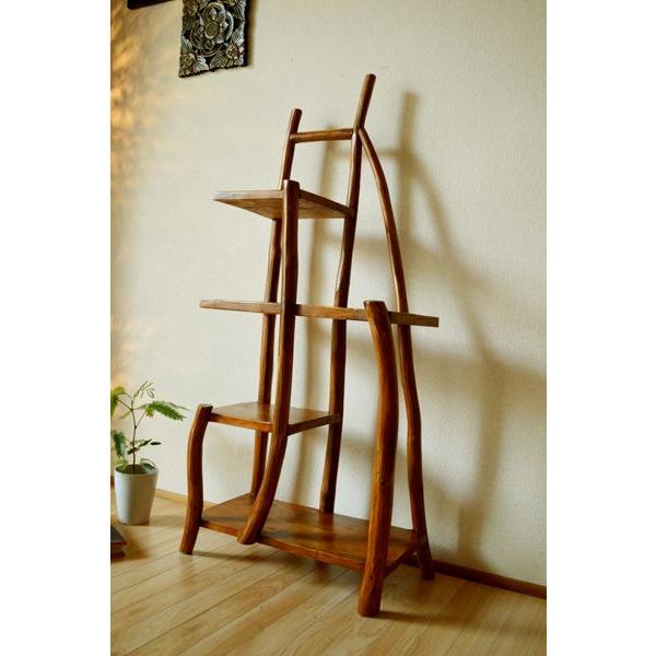 収納家具 ディスプレイ ラック ウッドラック ♪チークの根のナチュラル
