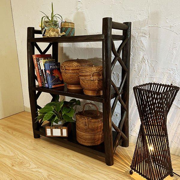 アジアン家具 木製 バリ ♪AR 2段オープンラック（大・A4ファイル収納