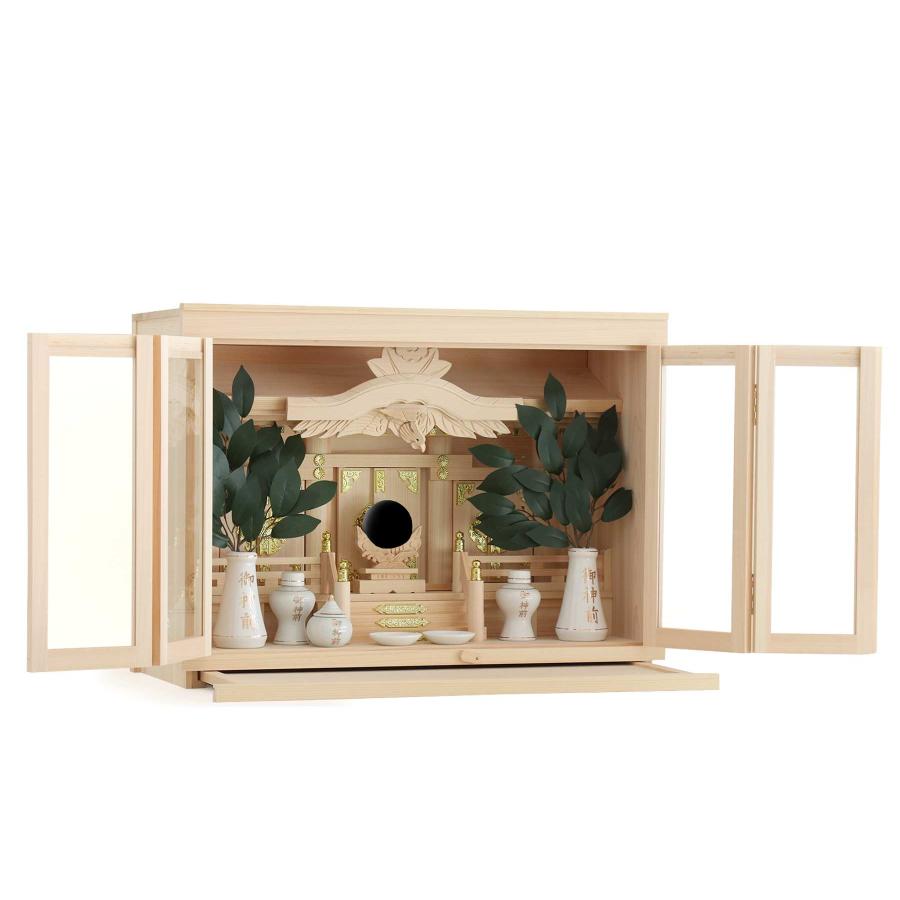 神棚 神具 仏具 やまこう 神棚セット 箱宮 三社 20号 大型 拝殿破風 東