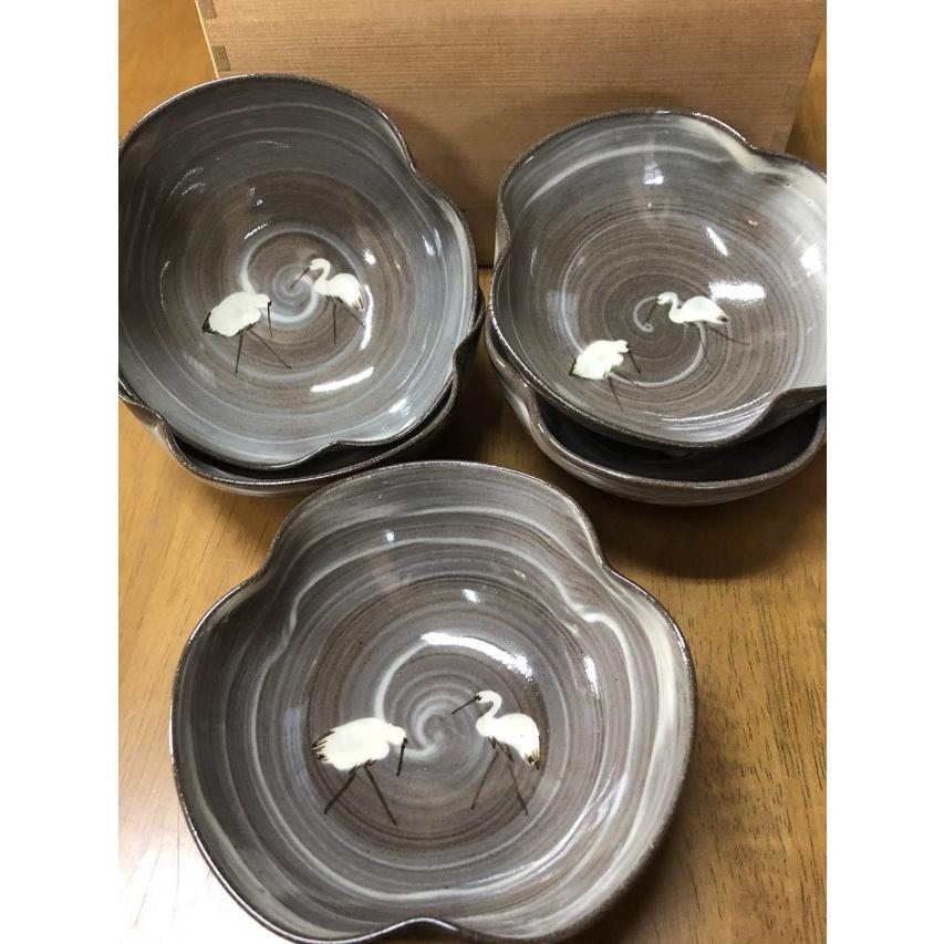 向付（鉢） 現川鷺文 小田志焼 松保窯 久保正敏 木箱入 : 陶磁やない