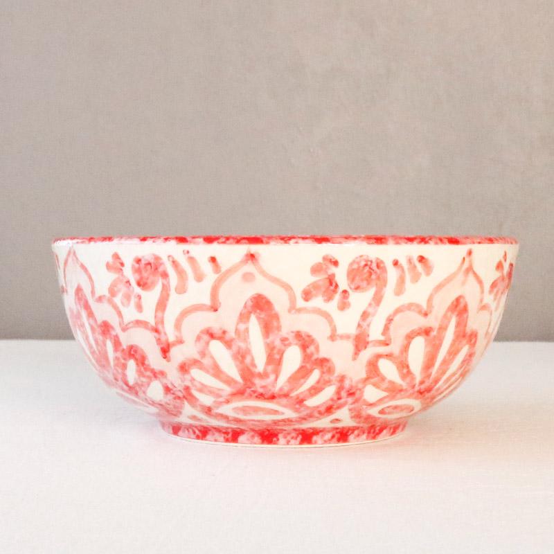 ボウル 18cm 食器 陶器 おしゃれ 中鉢 サラダボウル 丼 レッド