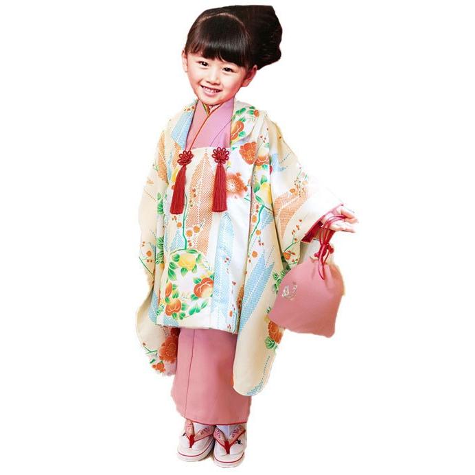 七五三 三歳 女児 被布着物セット 道行コート 兵児帯 足袋 腰紐1本