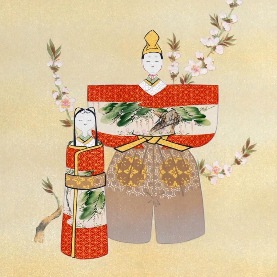 お雛様掛軸 (掛け軸) 中村琴水 立雛 （尺八横）約横71×縦145cm b2016