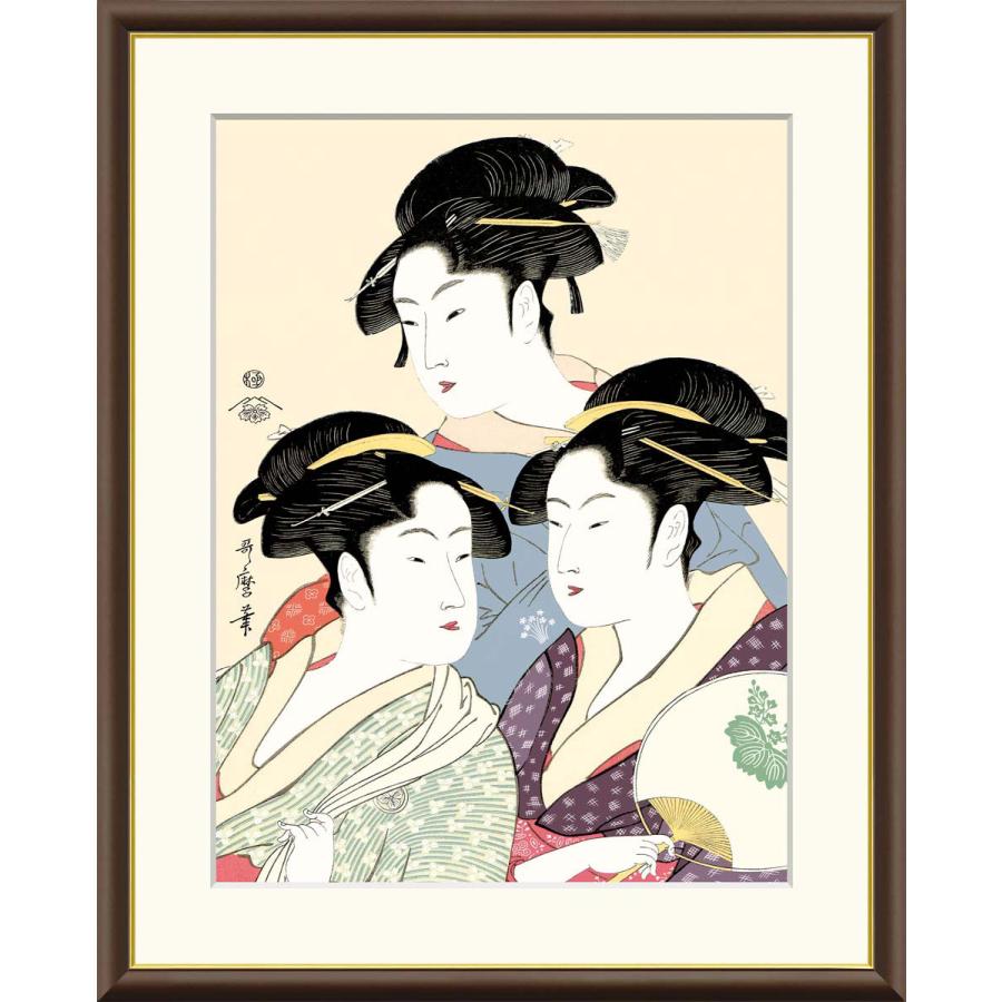 寛政の三美人 喜多川歌麿 （F6サイズ）（紐・フック付） 浮世絵 美人画