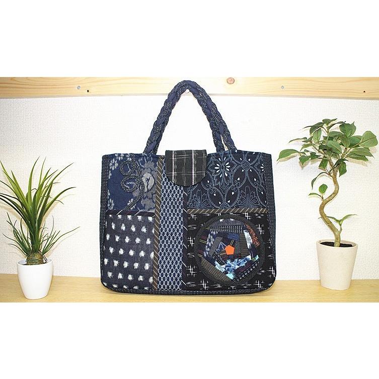 和 ファッション 手提げバッグ 古布パッチワーク : 古楽・小物 - 通販