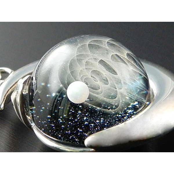 当店オリジナル 1点物 三日月Silver925＆宇宙ガラスネックレス メンズ
