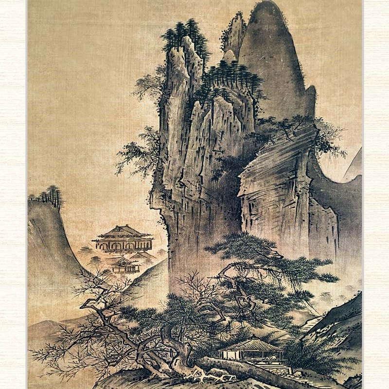 日本の名画 雪舟 四季山水図（春） F8 [g4-bn154-F8] : 人形のゆめさき