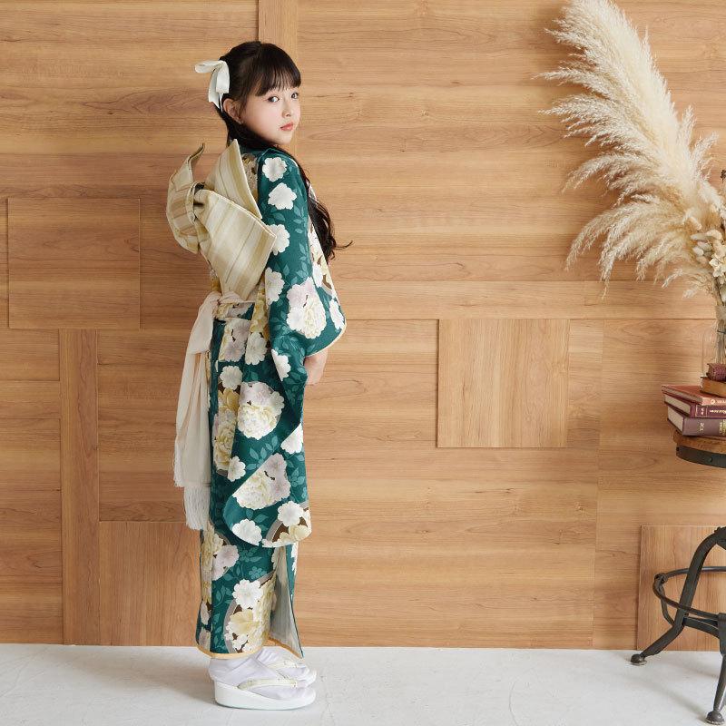 七五三 7歳着物 レンタル フルセット プチプリ ブランド着物 グリーン