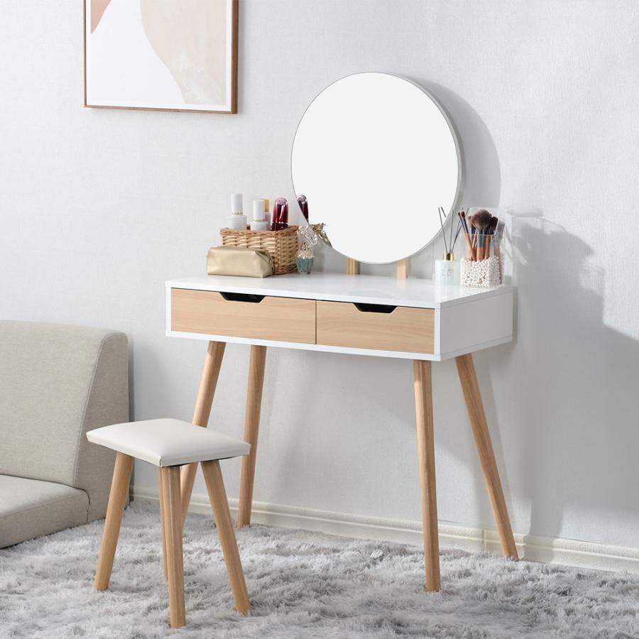 ドレッサー化粧台 テーブル 鏡台 収納 引き出し サイド収納 メイク台