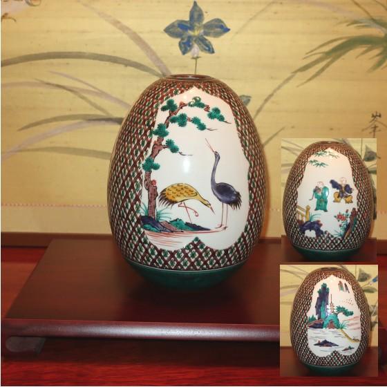 九谷焼 花瓶 陶器 伝統工芸九谷焼作家 花生 古九谷絵変 三代 三ツ井為