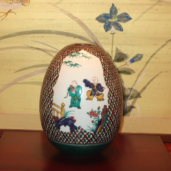 九谷焼 花瓶 陶器 伝統工芸九谷焼作家 花生 古九谷絵変 三代 三ツ井為