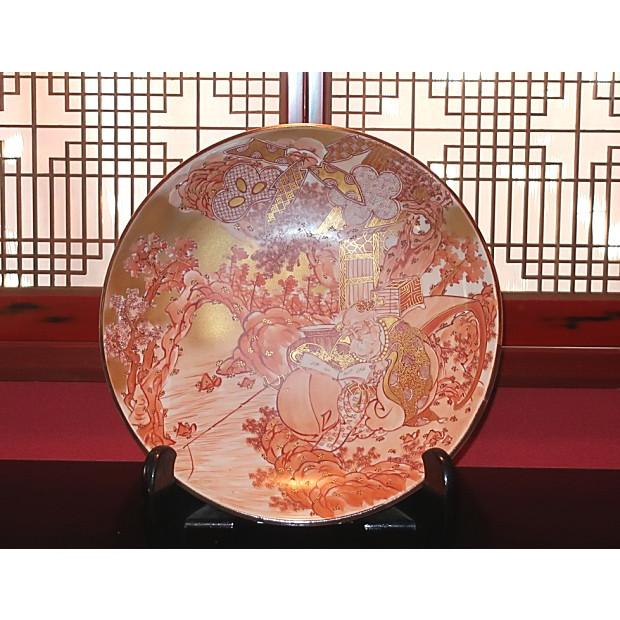 九谷焼 【伝統工芸名工】 飾り皿 絵皿 飾り鉢 三代橋田与三郎 赤絵細書