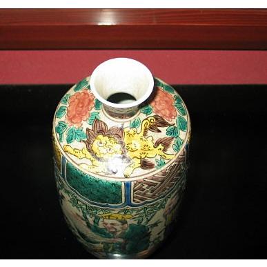 九谷焼 花瓶 陶器 古九谷人物 糠川清章（はせがわせいしょう）作