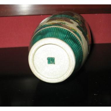 九谷焼 花瓶 陶器 古九谷人物 糠川清章（はせがわせいしょう）作