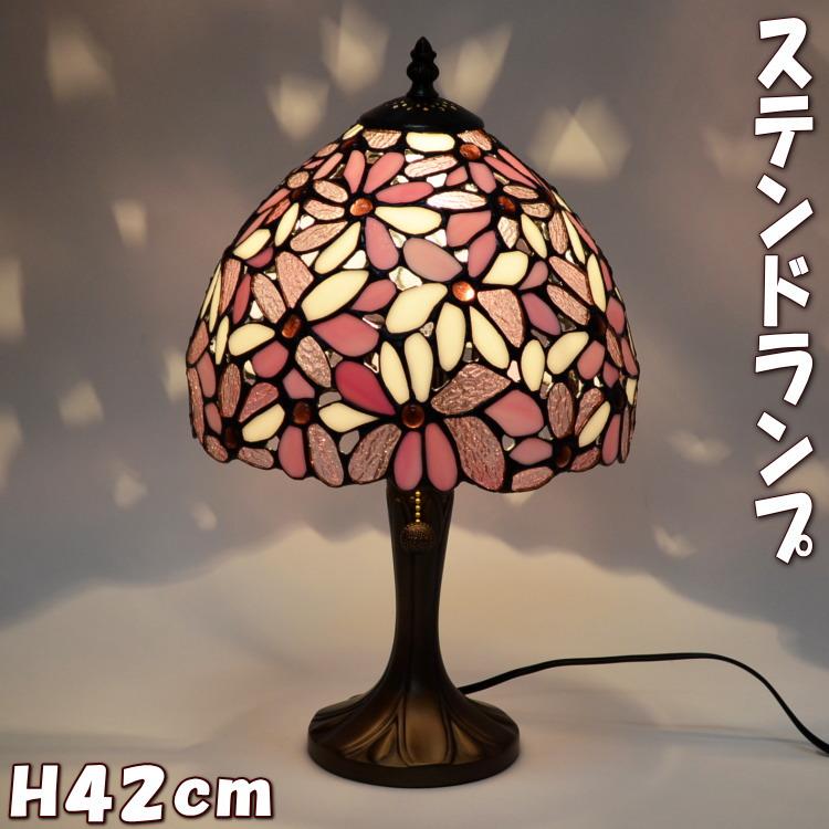 ステンドグラスランプ ハナハナ ピンク 間接照明 テーブルランプ