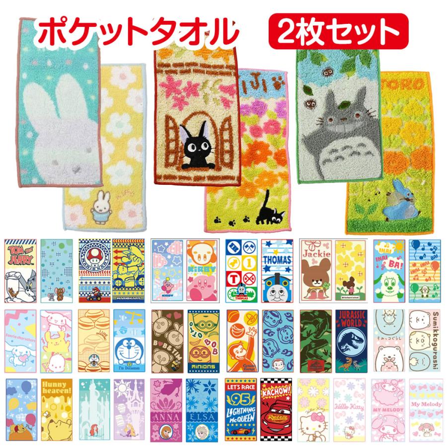 キャラクター ポケットタオル 2枚セット かわいい ハーフタオル タオル