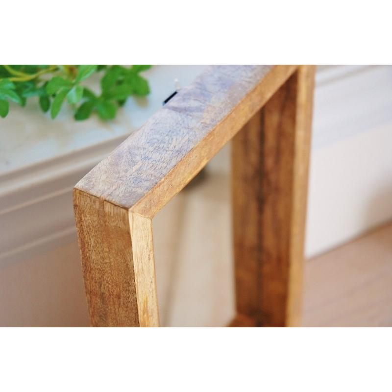 鏡 ミラー 送料無料 レトロ ぶ厚い 木枠 付き フレーム 壁掛け 置き