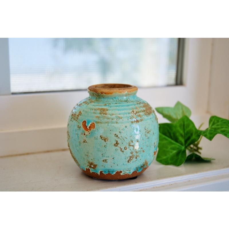 ガーデニング雑貨 一輪挿し いちりんざし 陶器 エメラルドグリーン