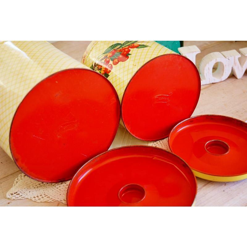 アンティーク缶 キャニスター缶 2個セット チェリー柄 アンティーク