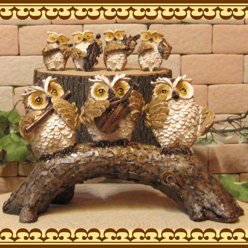 置物 動物 可愛い フクロウ 置物 ほっこり ふくろうファミリー 音楽隊