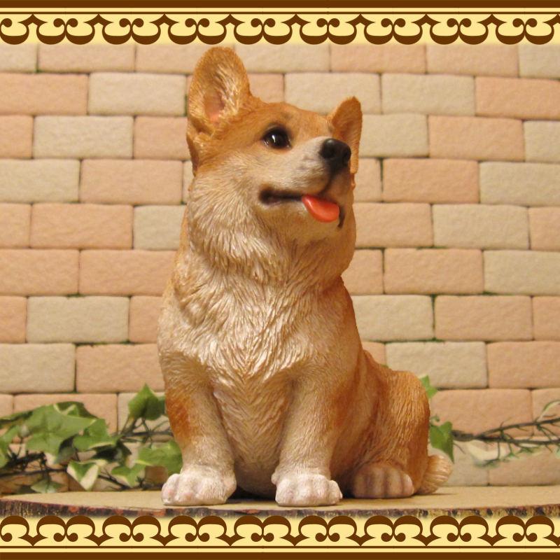置物 動物 可愛い 犬の置物 ウェルシュ コーギー お座り リアル ドッグ