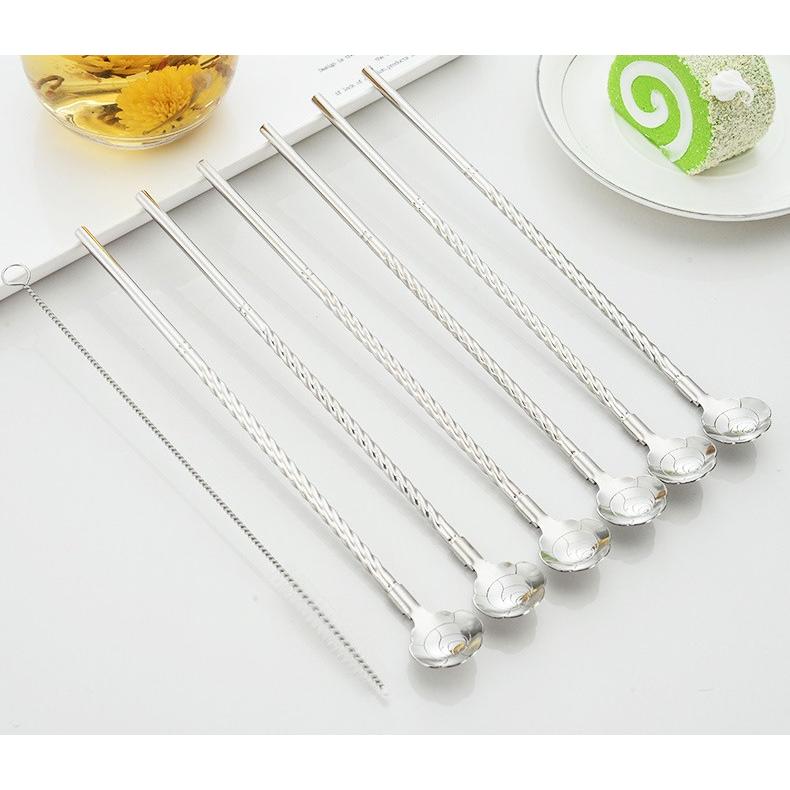 ステンレスストロー スプーンつき 桜柄 シルバー ゴールド ローズ