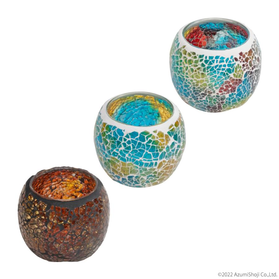 モザイクキャンドルホルダー ZT006 虹色 茶色 水色 キャンドルスタンド