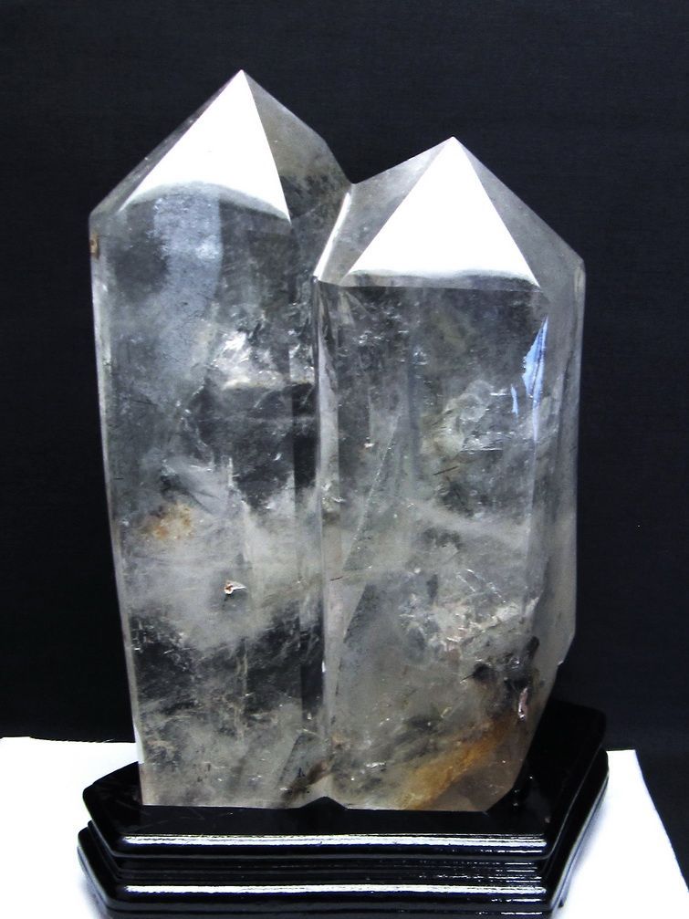 7.7Kg ブラックルチルクォーツ ダブルポイント[T592-2601]