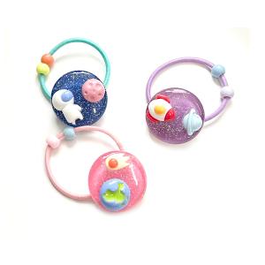 ゆめかわラメのレインボー/流れ星のヘアゴム/クリップセット 4個 ヘア