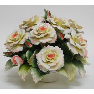 イタリア製 輸入雑貨 カポディモンテ焼き 磁花 本物 ローズ 置物 バラ