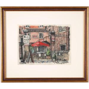 フランス 絵画 風景画 古城 絵 インテリア 水彩画 石井清