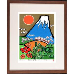 開運絵画 赤富士 額入り 壁掛け 額装付き 開運 富士山 絵画 絵 富士山