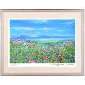 花 絵画 リトグラフ 版画 アンドレ・アングル 「ブーケ」 額付き