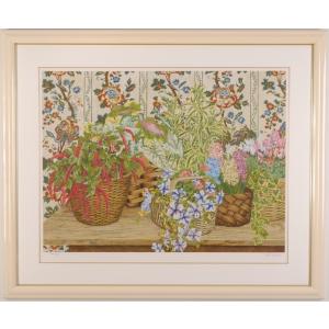 花 絵画 ポップアート シルクスクリーン 版画 ジョン・ボッツ 「花と