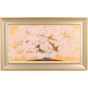 中島千波 月下春桜富士 富士山 絵画 桜 月 風景画 和風 インテリア