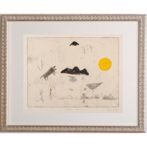 風景画 絵画 楓 絵 銅版画 エッチング 手彩色 キャロル・コレット