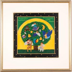 小澤摩純 猫版画【気取った男爵猫】額外寸W24.2XH30.2XD約2cm