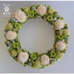 ミモザのリース 造花 40cm 大きいサイズ : 愛彩祭-フラワーリースのお