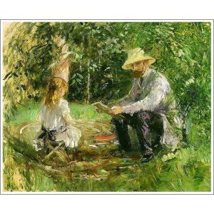 送料無料】絵画：ベルト・モリゾ「ブージヴァルの庭のウジェーヌ・マネ