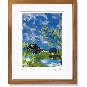 絵画 谷内六郎 （たにうちろくろう）・赤とんぼが葉に火をつける 版画