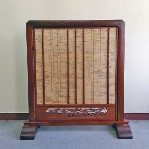 展示品 衝立 パーテーション 山水画ふすま 縁どんす巻き 国産品 天然木
