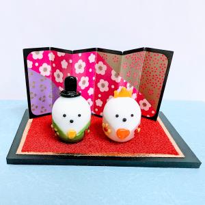 ガラス細工 花ぼんぼりペア（L) クリアピンク ミニチュア 雑貨 置物